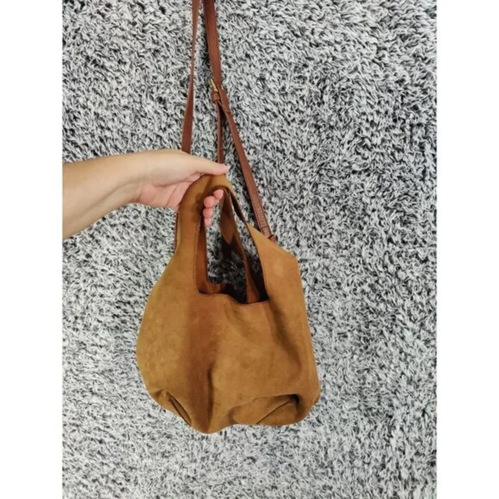 Urban Outfitters Womens Earthy Hobo Minimalist Crossbody Bag Brown Vegan Suede